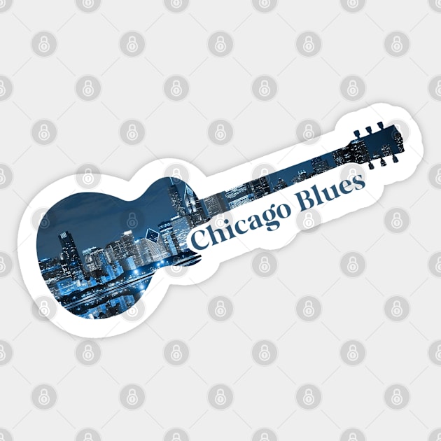 Chicago Blues Guitar Sticker by INLE Designs